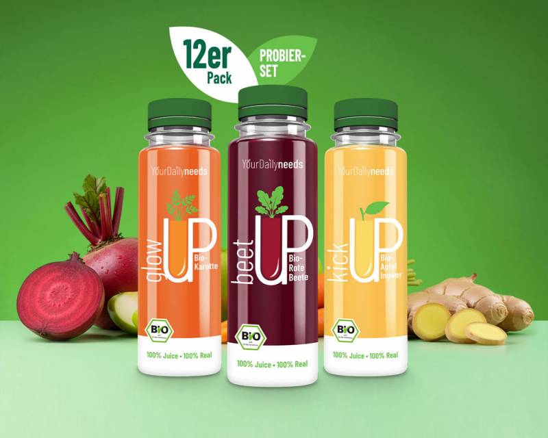 4x BEET UP | 4x GLOW UP | 4x KICK UP - 12 Flaschen Probierset